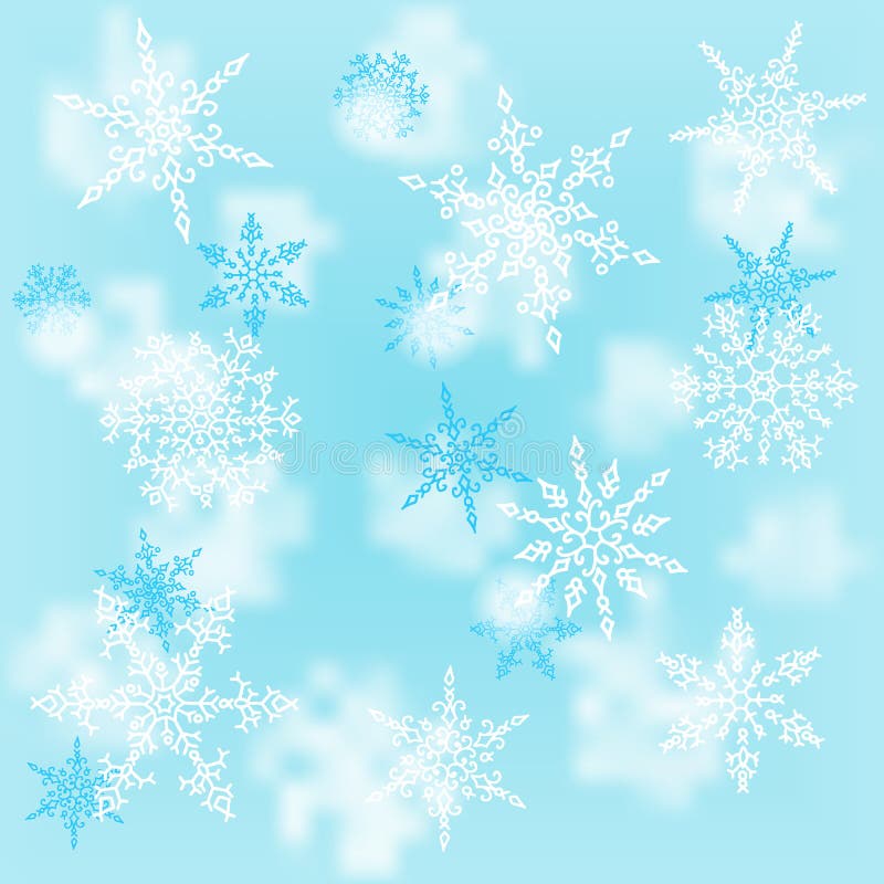 Weihnachtsweiße Schneeflocken auf Unschärfeblauhintergrund Winterurlaubmuster glückliches neues Jahr 2007 Auch im corel abgehoben vektor abbildung Weihnachtsweiße Schneeflocken auf Unschärfeblauhintergrund Winterurlaubmuster glückliches neues Jahr 2007 Auch im corel abgehoben vektor abbildung