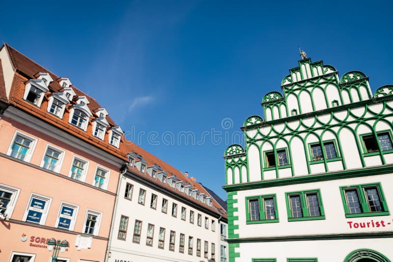 Weimar, Allemagne 30 mars 2019 La place du marché au centre de la ville de Weimar Belle architecture, détails image stock Weimar, Allemagne 30 mars 2019 La place du marché au centre de la ville de Weimar Belle architecture, détails image stock