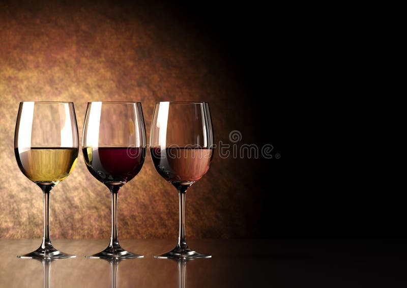 Glass of wine: red, white and ros. Glass of wine: red, white and ros