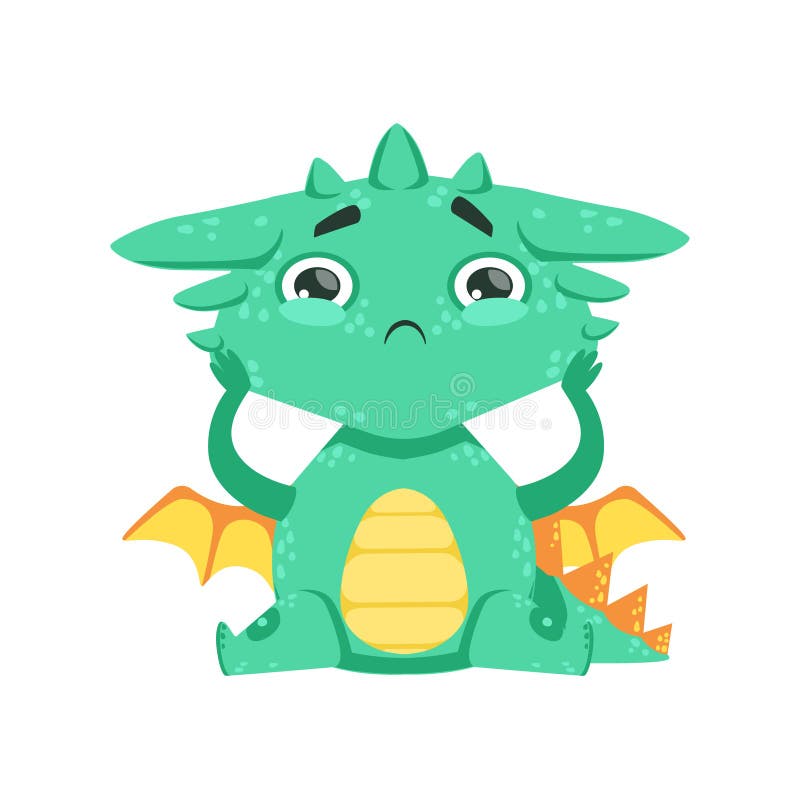 Weinig Anime-Illustratie van Dragon Feeling Lonely Cartoon Character Emoji van de Stijlbaby vector illustratie Weinig Anime-Illustratie van Dragon Feeling Lonely Cartoon Character Emoji van de Stijlbaby vector illustratie