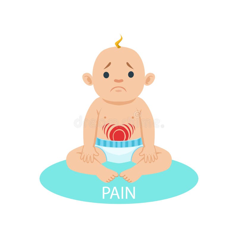 Weinig Babyjongen in Nappy die Buikpijn, een Deel hebben van Redenen van Zuigeling die Ongelukkige en Schreeuwende Beeldverhaalil royalty-vrije illustratie Weinig Babyjongen in Nappy die Buikpijn, een Deel hebben van Redenen van Zuigeling die Ongelukkige en Schreeuwende Beeldverhaalil royalty-vrije illustratie