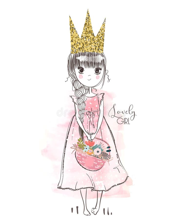 Weinig leuke prinses stock illustratie Weinig leuke prinses stock illustratie