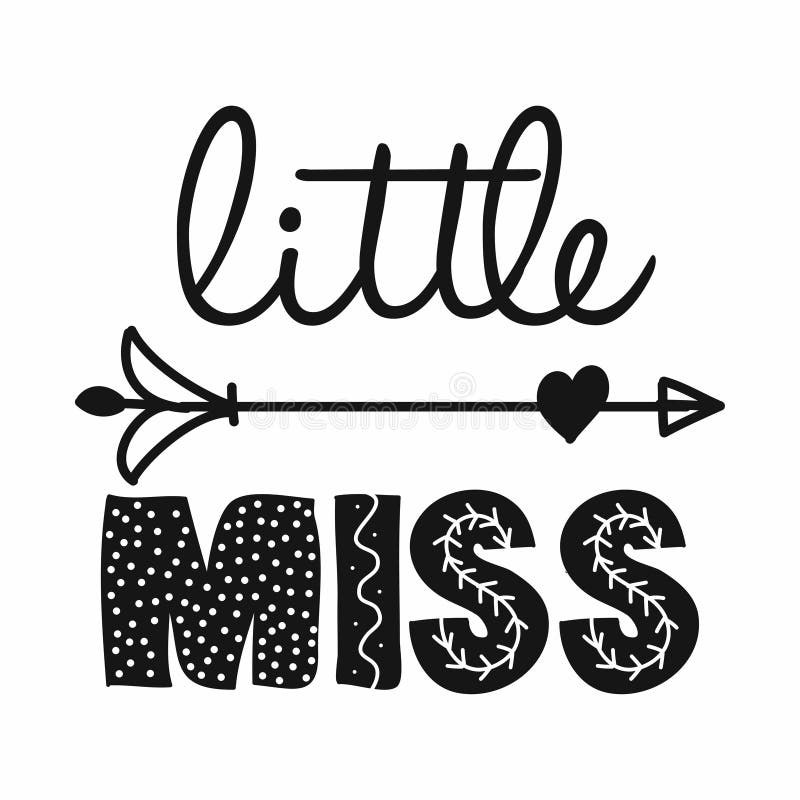 Weinig Misser - de Skandinavische tekst van de stijlillustratie voor kleren stock illustratie Weinig Misser - de Skandinavische tekst van de stijlillustratie voor kleren stock illustratie