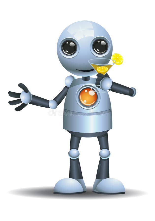Weinig robot drinkt fruitstempel vector illustratie Weinig robot drinkt fruitstempel vector illustratie