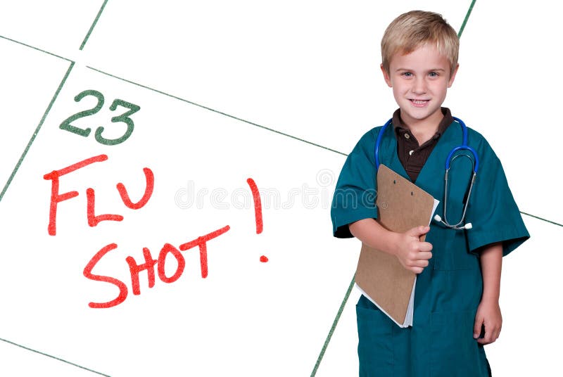 Kleine Dokter Griepvaccinatie stock fotografie