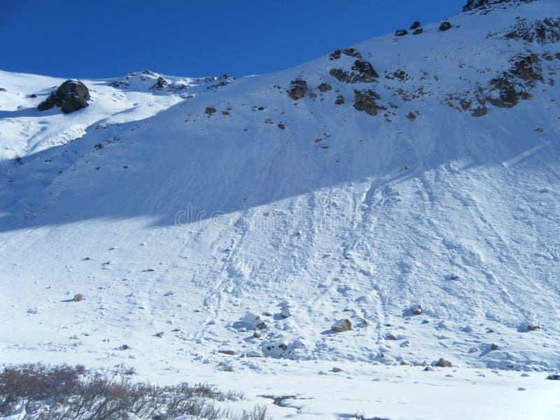 Weinig sneeuwlawines in de Andes stock afbeelding Weinig sneeuwlawines in de Andes stock afbeelding