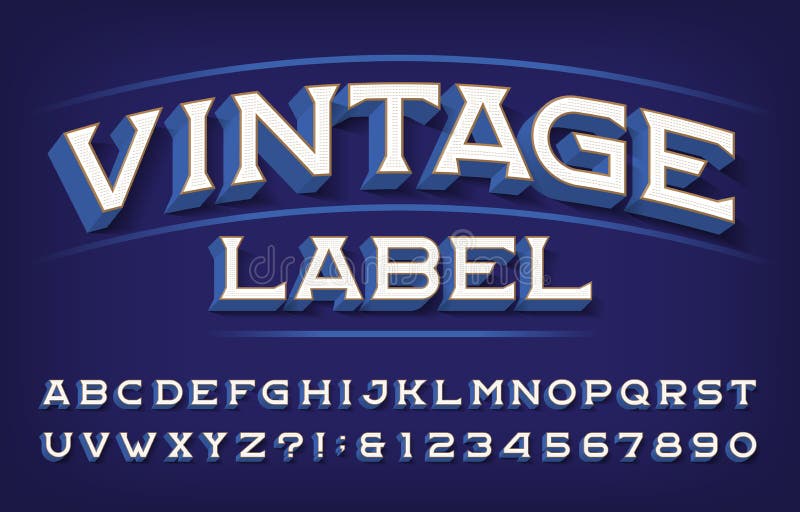 Vintage Label alphabet font. 3D effect retro letters and numbers with shadow. Vector typescript for your typography design. Vintage Label alphabet font. 3D effect retro letters and numbers with shadow. Vector typescript for your typography design.