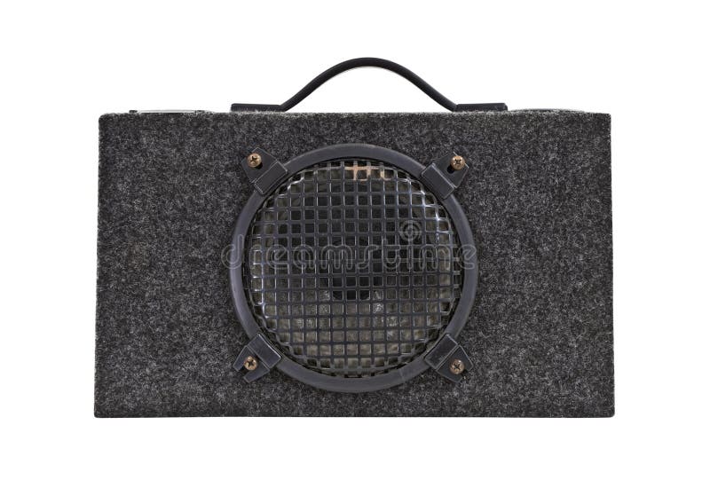 Weinlese-Auto-Audiohochkonjunktur-KastenWoofer getrennt stockfotografie Weinlese-Auto-Audiohochkonjunktur-KastenWoofer getrennt stockfotografie