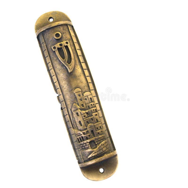 Weinlese BronzeMezuzah Kasten getrennt auf Weiß lizenzfreie stockfotos Weinlese BronzeMezuzah Kasten getrennt auf Weiß lizenzfreie stockfotos