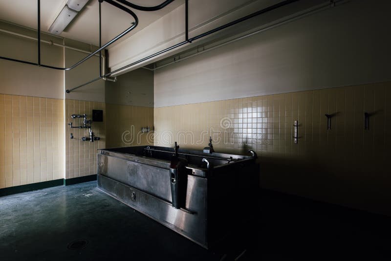 Weinlese-Edelstahl-Hydrotherapie-Wanne - verlassenes Sweet Springs - West Virginia lizenzfreie stockfotografie Weinlese-Edelstahl-Hydrotherapie-Wanne - verlassenes Sweet Springs - West Virginia lizenzfreie stockfotografie