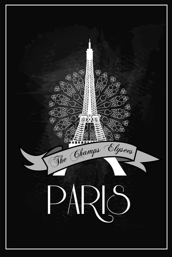 Weinlese-Eiffelturm-Plakat paris lizenzfreie abbildung