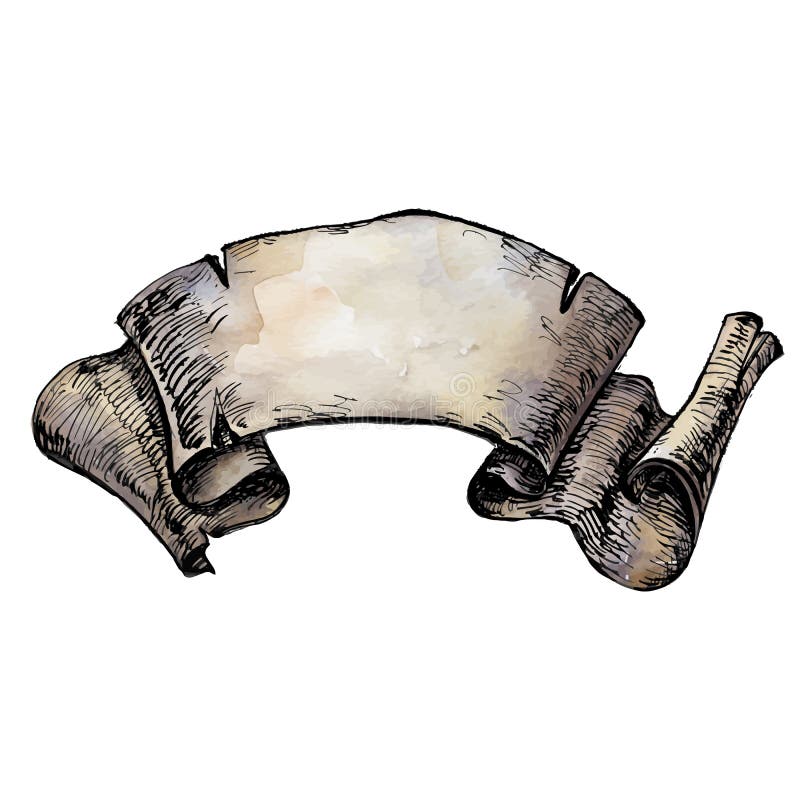 Weinlese-Handgezogenes Aquarell und Tinte Band, Pergament lizenzfreie abbildung Weinlese-Handgezogenes Aquarell und Tinte Band, Pergament lizenzfreie abbildung