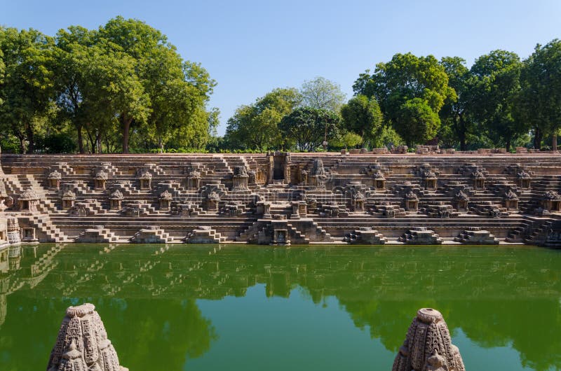 Vintage crafted designs on rocks at Sun Temple Modhera, Ahmedabad, India. Vintage crafted designs on rocks at Sun Temple Modhera, Ahmedabad, India