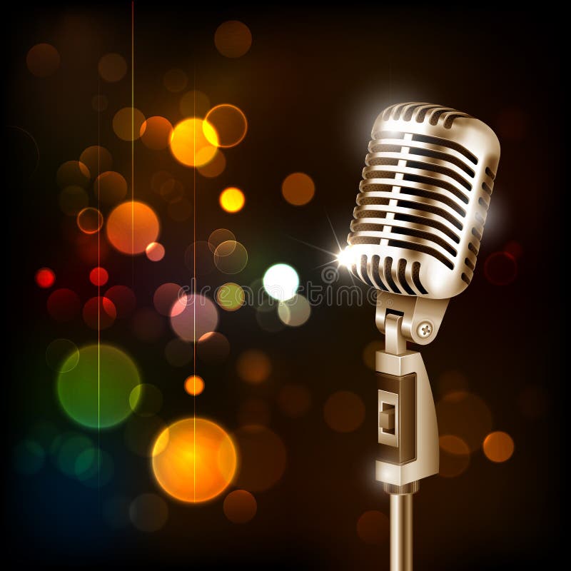 Vintage-Mikrofon auf abstraktem Hintergrund stock abbildung