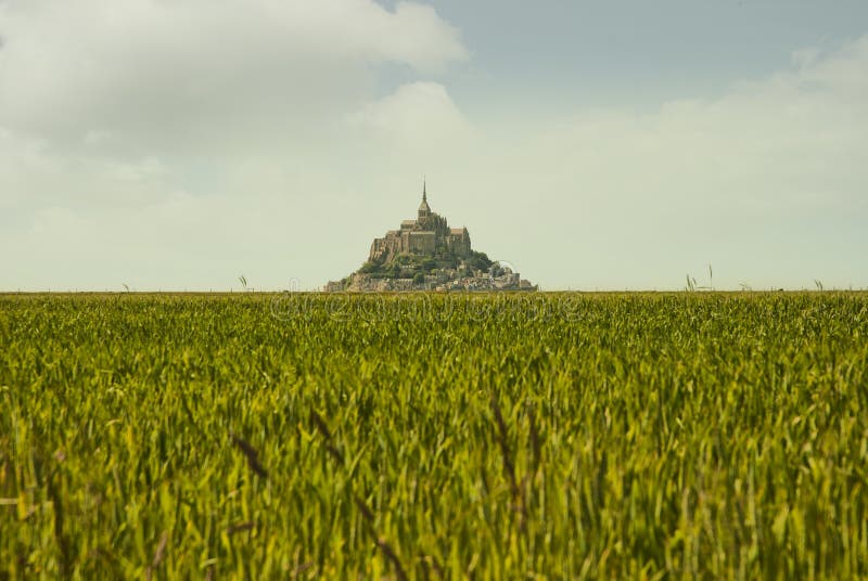 Weinlese-Panoramablick berühmten Le Mont Saint Michele stockfoto Weinlese-Panoramablick berühmten Le Mont Saint Michele stockfoto