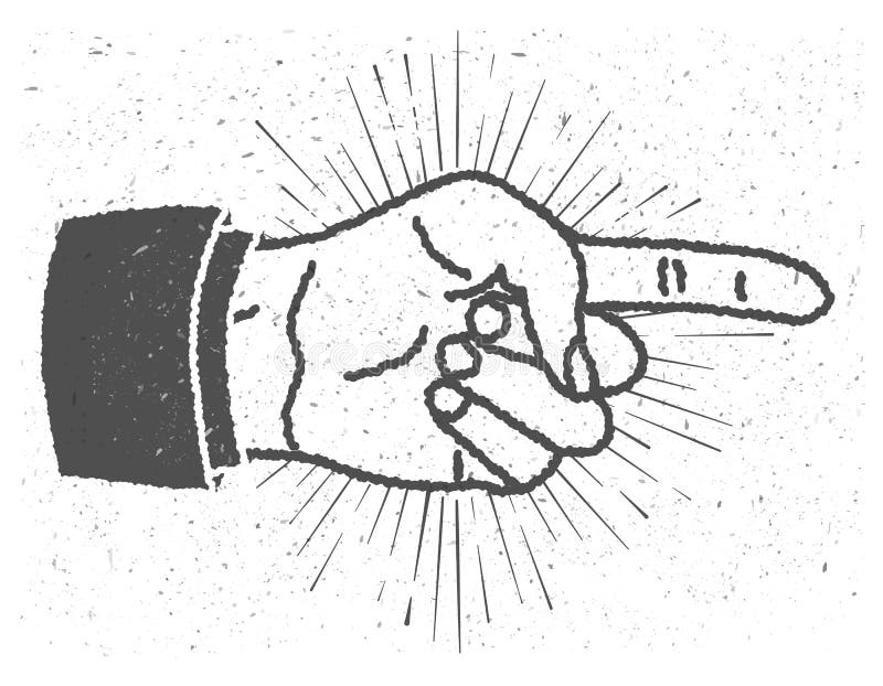 Weinlese spornte Hand mit dem Zeigen des Fingerzeichens an lizenzfreie abbildung Weinlese spornte Hand mit dem Zeigen des Fingerzeichens an lizenzfreie abbildung