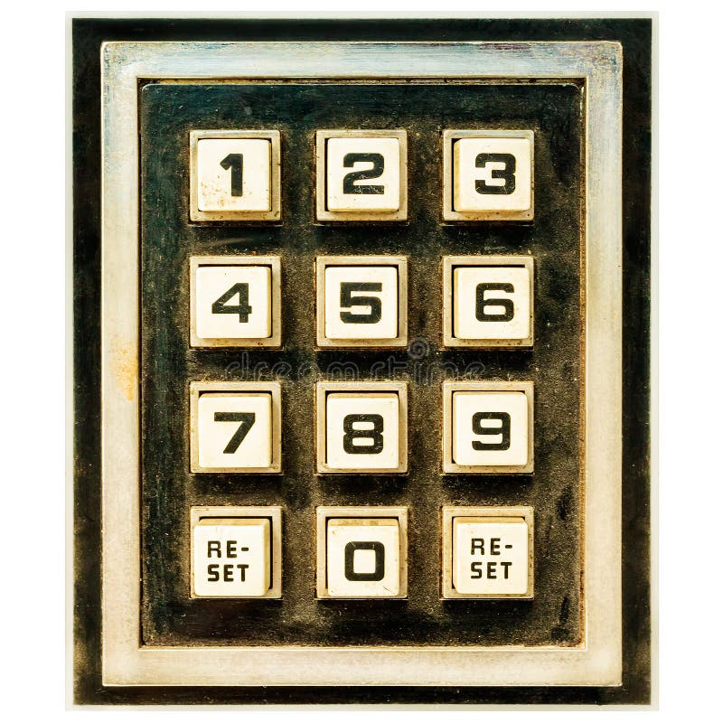 Vintage weathered keypad with reset and number buttons. Vintage weathered keypad with reset and number buttons