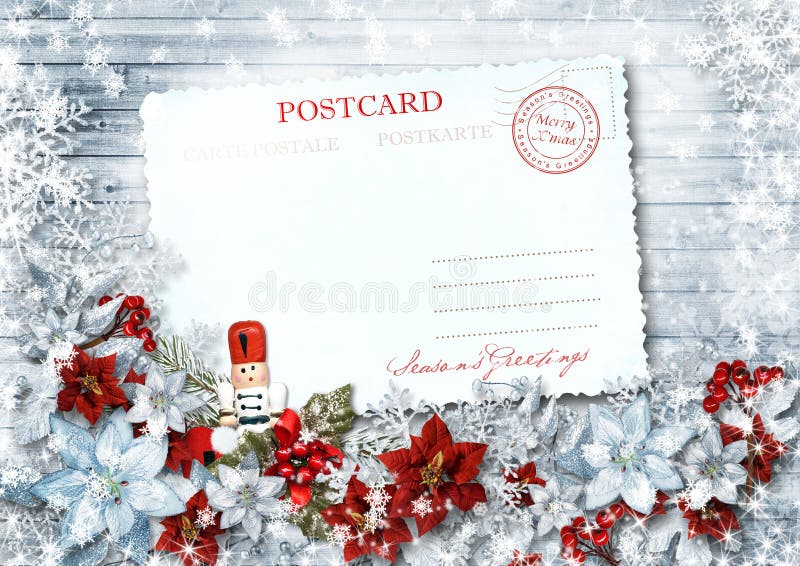Weinlese-Weihnachtskarte mit Nussknacker auf netter Girlande vektor abbildung Weinlese-Weihnachtskarte mit Nussknacker auf netter Girlande vektor abbildung