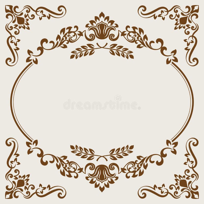 Weinlesebeige und braune Blumenrahmenkartenschablone vektor abbildung