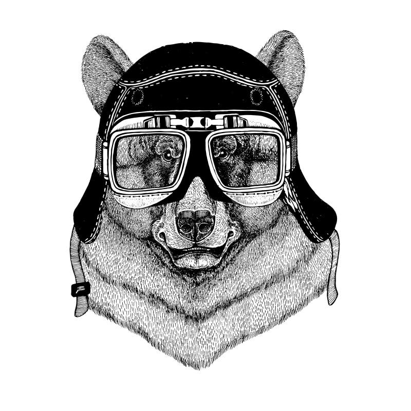 Weinlesebilder des schwarzen Bären für T-Shirt entwerfen für Motorrad, Fahrrad, Motorrad, Rollerclub, aero Club vektor abbildung Weinlesebilder des schwarzen Bären für T-Shirt entwerfen für Motorrad, Fahrrad, Motorrad, Rollerclub, aero Club vektor abbildung