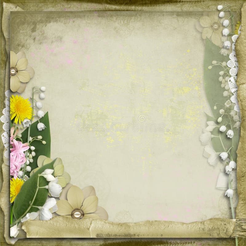 Weinlesehintergrund mit Frühlingsblumen vektor abbildung Weinlesehintergrund mit Frühlingsblumen vektor abbildung