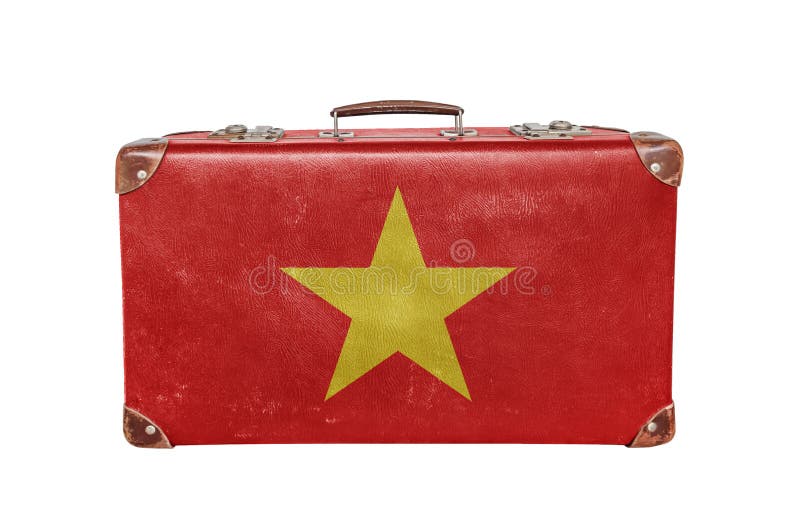 Weinlesekoffer mit Vietnam-Flagge stockbilder Weinlesekoffer mit Vietnam-Flagge stockbilder