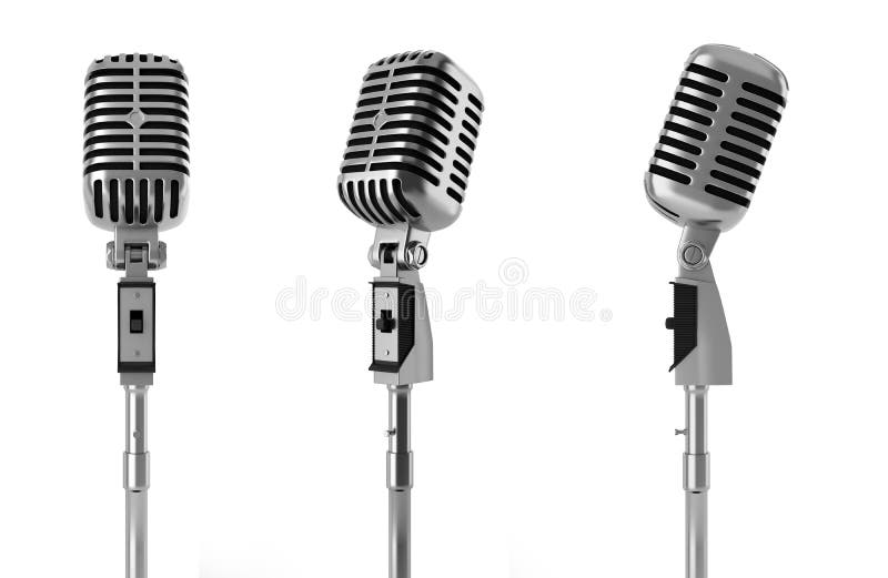Vintage-Mikrofon isoliert auf weißem Hintergrund stock abbildung