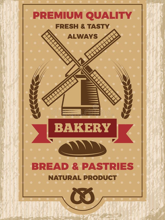 Weinleseplakat für Bäckereishop Schablone mit Platz für Ihren Text lizenzfreie abbildung Weinleseplakat für Bäckereishop Schablone mit Platz für Ihren Text lizenzfreie abbildung