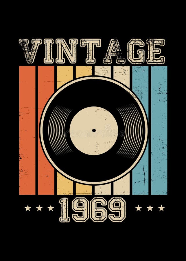Weinlesevinylretro- Plakatkleid 1969 beunruhigt vektor abbildung Weinlesevinylretro- Plakatkleid 1969 beunruhigt vektor abbildung