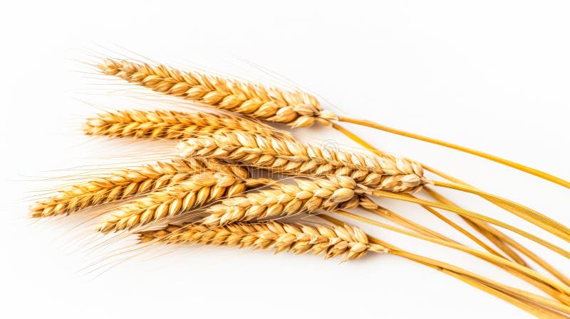 Goldene Erntevibes. Weizenohren isoliert auf weißem Hintergrund. ideal für Verpackungsdesign oder für die Förderung gesunder Frische. ai generiert