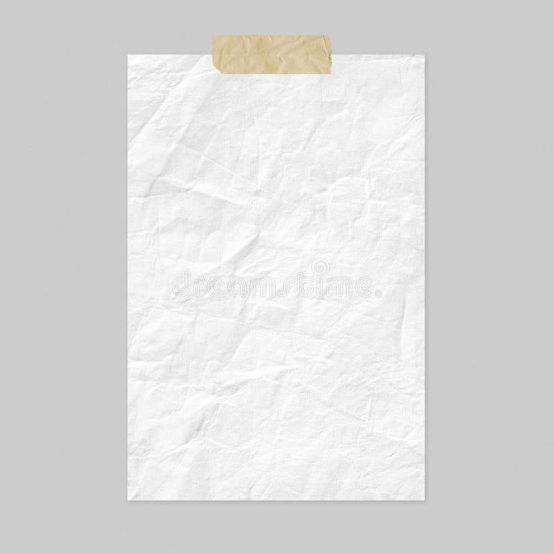 Weiß Papierblatt über zerknitterte hellgrauem Hintergrund lizenzfreie stockbilder