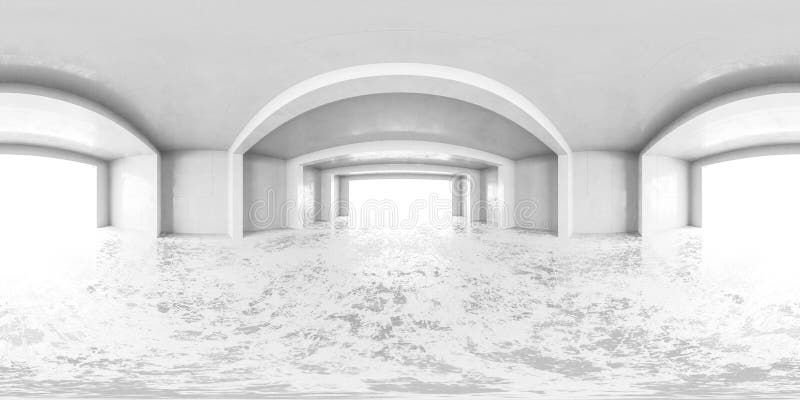 Weiß Virtual abstraktes 360 Gradpanorama vr Entwurf hdr Art equi rechteckige Wiedergabeillustration Halle 3d