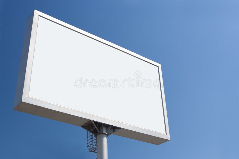 White bill board advertisement under blue sky. White bill board advertisement under blue sky