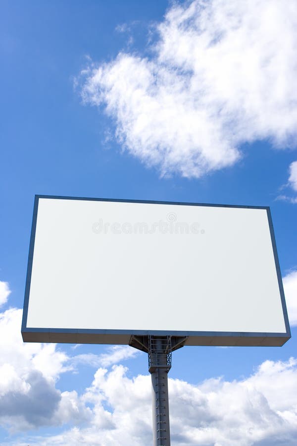 White billboard on blue sky with clouds. White billboard on blue sky with clouds