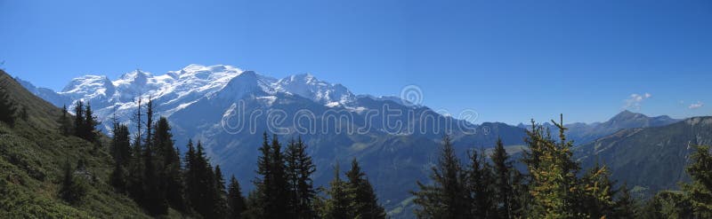 White mountains with snow - Aiguillette des Houches - Brevent - France - The Alps - Panorama. White mountains with snow - Aiguillette des Houches - Brevent - France - The Alps - Panorama.