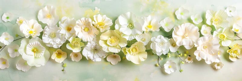 Weiße Blumen schaffen ein ruhiges und traumhaftes Ambiente in sanften Pastelltönen stock abbildung