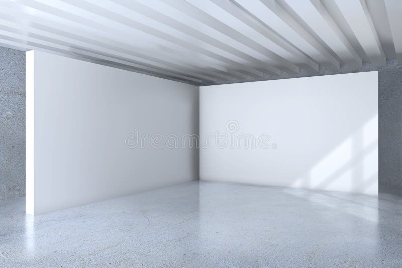 Weiße Büroausstattung mit leerer Plakatwand Mock up, 3D Rendering lizenzfreie abbildung
