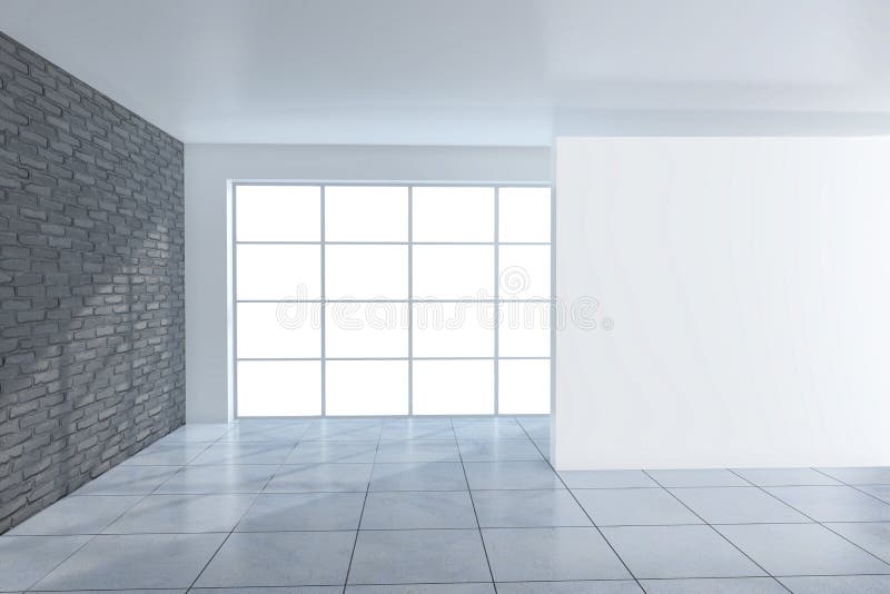 Weiße Büroausstattung mit leerer Plakatwand Mock up, 3D Rendering stock abbildung