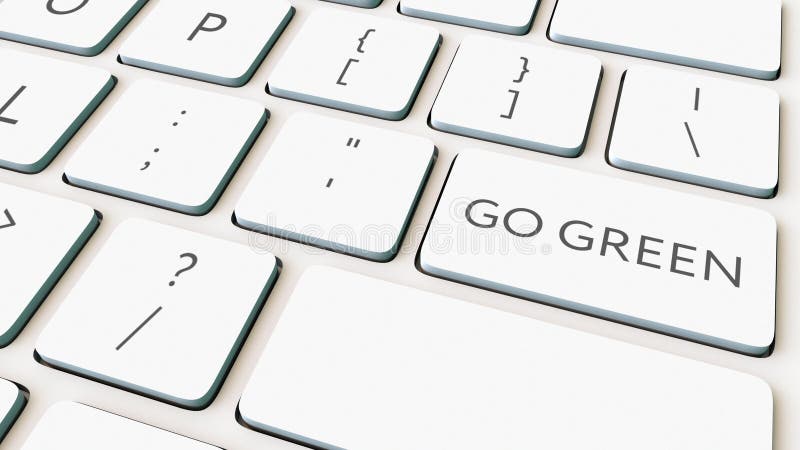 Weiße Computertastatur und gehen Schlüssel grüner Begriffswiedergabe 3d stock abbildung Weiße Computertastatur und gehen Schlüssel grüner Begriffswiedergabe 3d stock abbildung