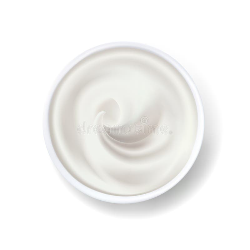 Weiße Creme in den VektorMilchprodukten einer Schüsseljoghurtmayonnaise Sahne oder vektor abbildung
