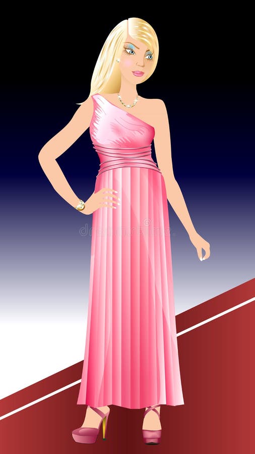 Weiße Frauen-Rosa-Kleid vektor abbildung Weiße Frauen-Rosa-Kleid vektor abbildung