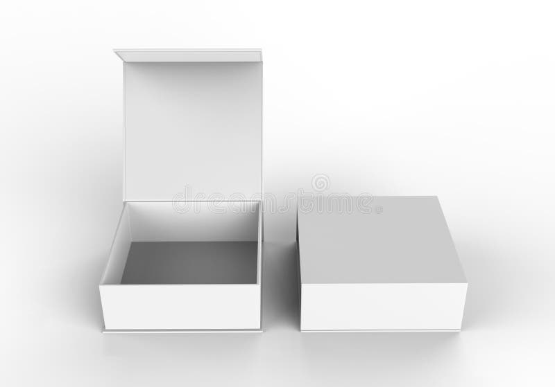 Weiße leere harte Pappschachtel für einbrennende Darstellung und scheinbare hohe Schablone, Illustration 3d vektor abbildung
