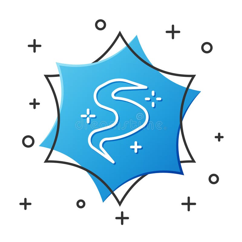 Weiße Linie Magienebel oder Rauchikone isoliert auf weißem Hintergrund. Blue Hexagonknopf vektor abbildung