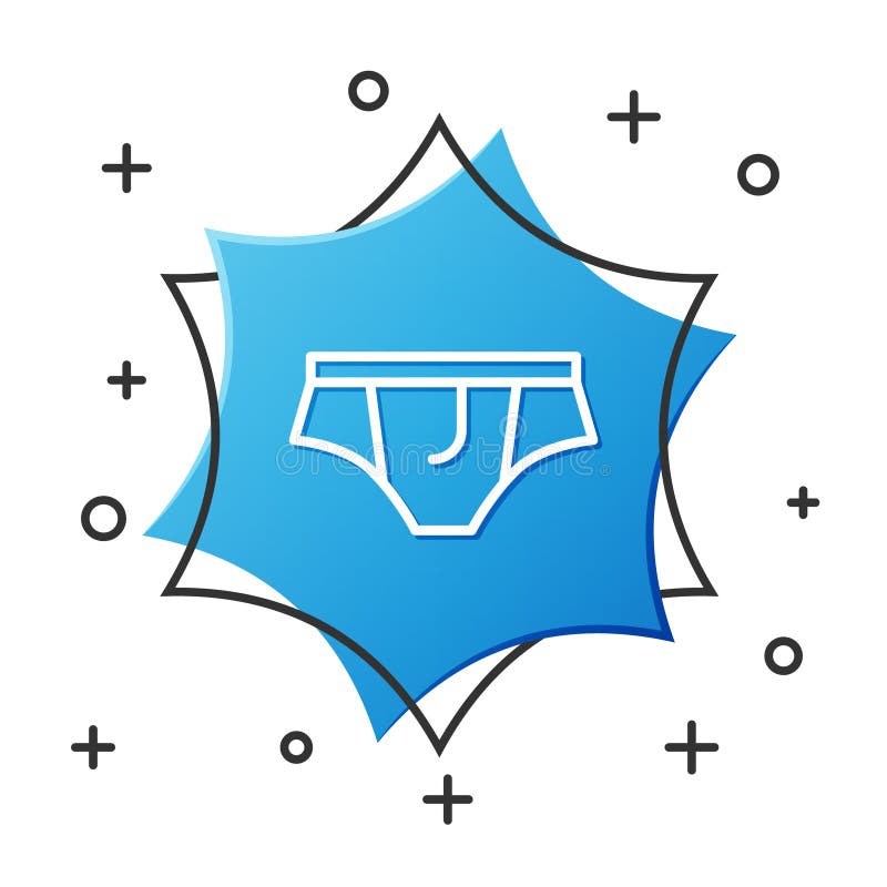 Weiße Linie Unterwäscheikone isoliert auf weißem Hintergrund. Blue Hexagonknopf. Vektorillustration vektor abbildung
