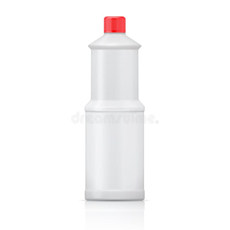 Weiße Plastikflasche für Bleichmittel. vektor abbildung