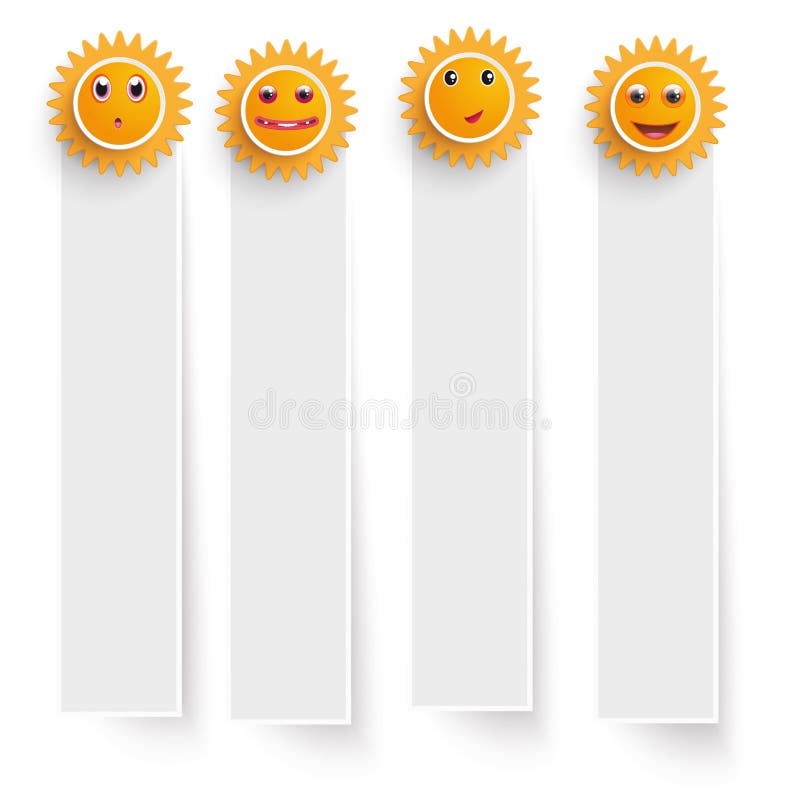 White frame banners with funny suns on the white background. White frame banners with funny suns on the white background.