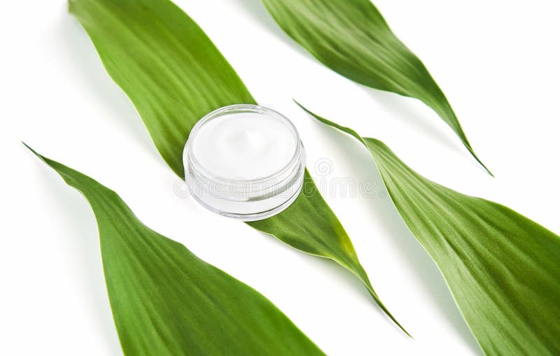 Weiße Sahneflasche gesetzt, leeres Aufkleberpaket für Spott oben auf einem grünen Laubhintergrund Das Konzept von Naturschönheits lizenzfreies stockbild Weiße Sahneflasche gesetzt, leeres Aufkleberpaket für Spott oben auf einem grünen Laubhintergrund Das Konzept von Naturschönheits lizenzfreies stockbild