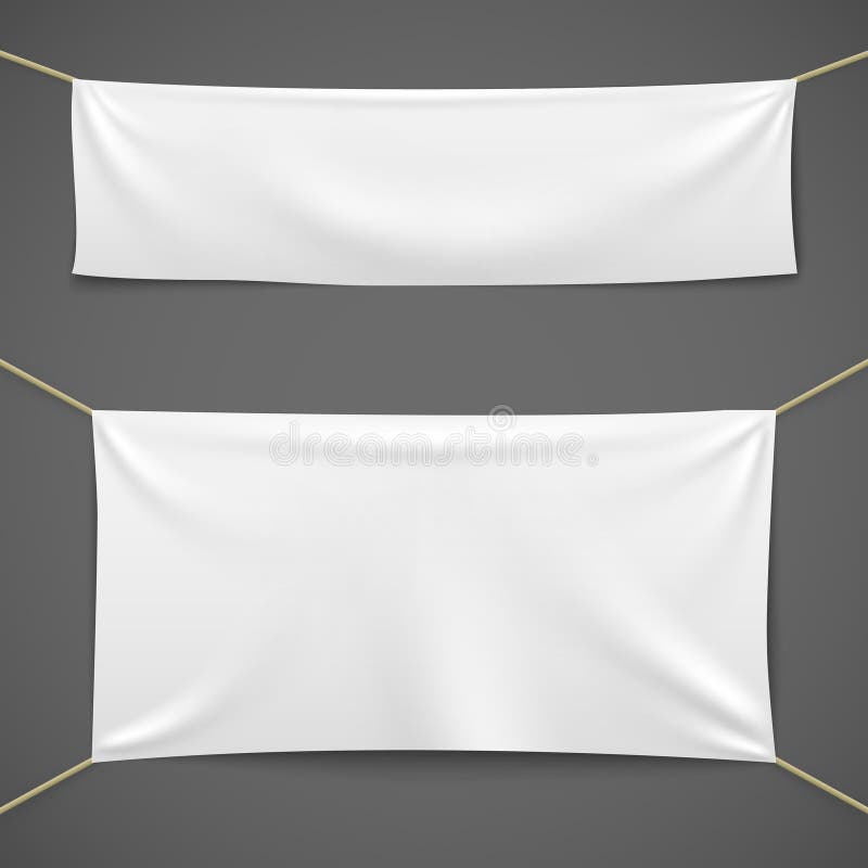 Weiße Textilfahnen Des Segeltuchverkaufsbandes der leeren Gewebeflagge hängender Schablonenwerbungsstoff-Fahnensatz horizontaler