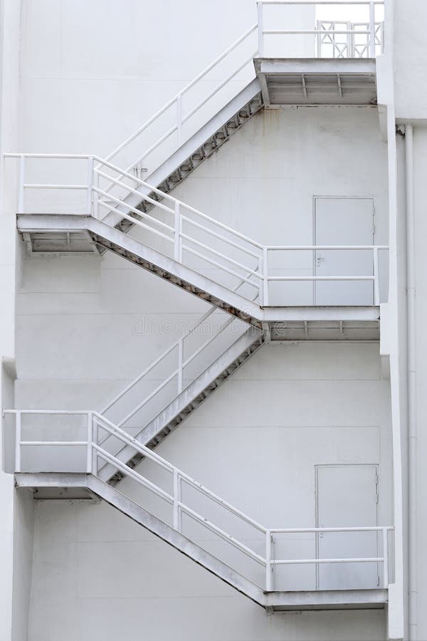 White stairs of a building for emergencies in Safety concept. White stairs of a building for emergencies in Safety concept.