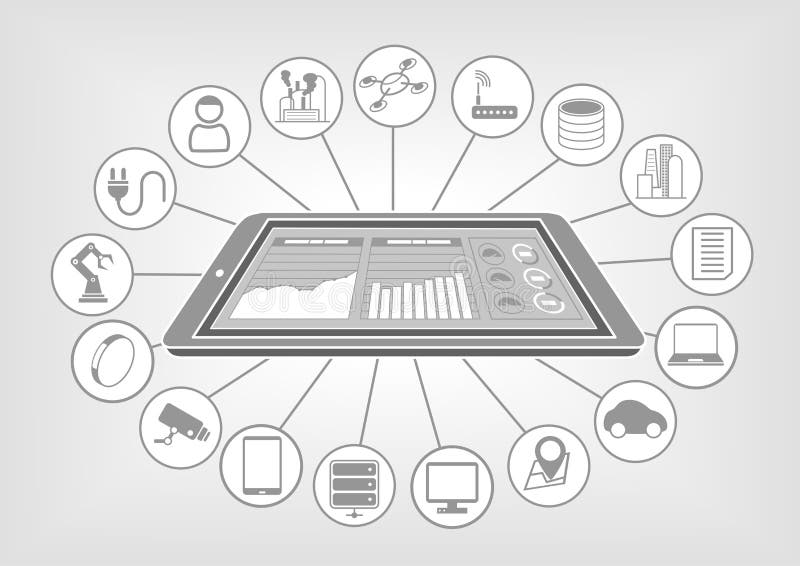 Weiße und graue Designillustration des Lat mit intelligentem Telefon und großen Daten bewölken Analytikarmaturenbrett vektor abbildung Weiße und graue Designillustration des Lat mit intelligentem Telefon und großen Daten bewölken Analytikarmaturenbrett vektor abbildung